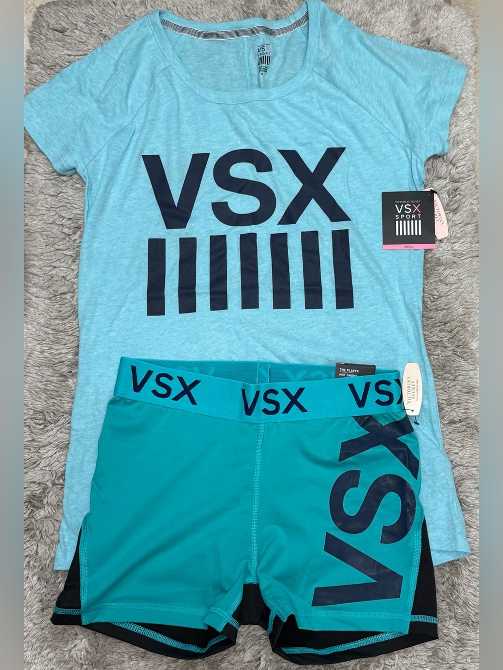 VSX Aqua Teal Logo Tee with Turquoise VSX Performance Shorts